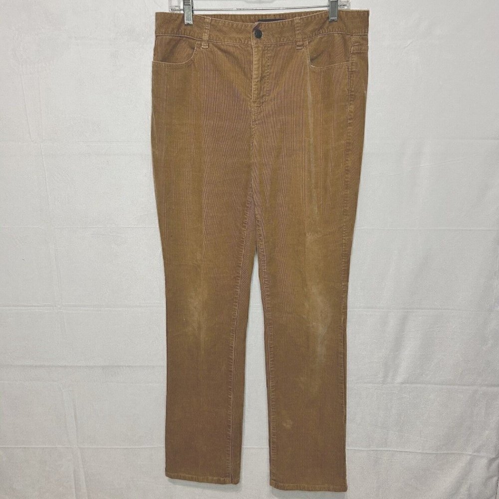 Talbots Heritage Corduroy High Waist Straight Pants Camel Brown Sz 10 (34x31)